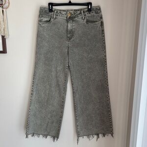 Kut from the Kloth Meg fab ab wide left high ride Women Gray Frayed Hem Jeans 10